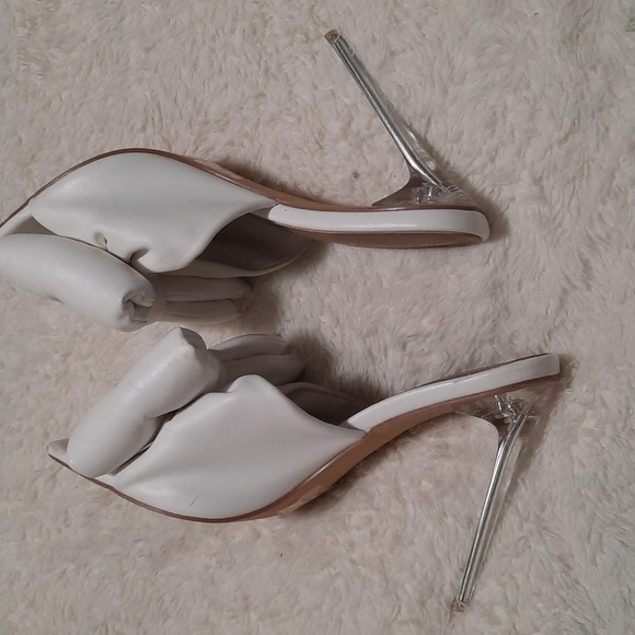 Fashion Nova White Bow Mules Slip-On Elegance - Picture 3 of 7